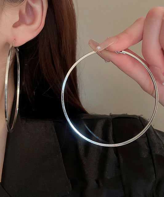 Oversize Silk Metal Circle Hoop Earrings ZZ039 JEW-EAR240613