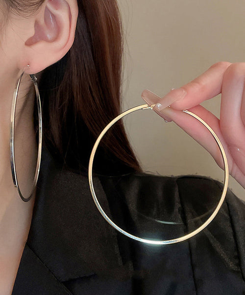 Oversize Silk Metal Circle Hoop Earrings ZZ039 JEW-EAR240613
