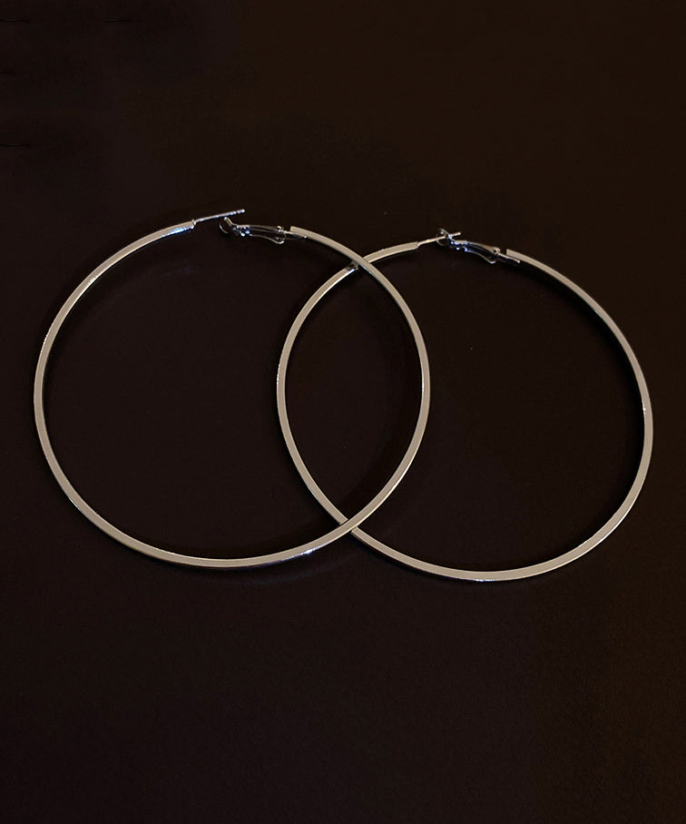 Oversize Silk Metal Circle Hoop Earrings ZZ039 JEW-EAR240613