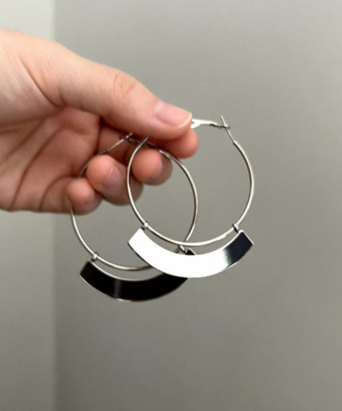 Oversize Silk Sterling Silver Alloy Hoop Earrings II006 JEW-EAR240825