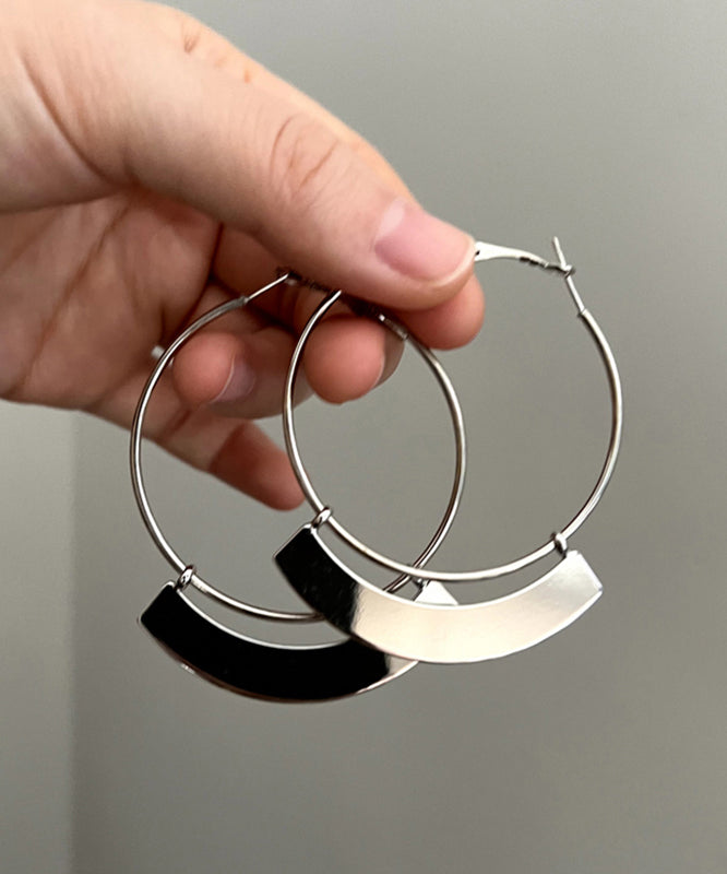 Oversize Silk Sterling Silver Alloy Hoop Earrings II006 JEW-EAR240825