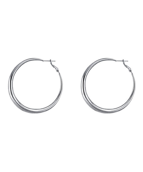Oversize Silk Sterling Silver Big Circle Hoop Earrings MM079 JEW-EAR240620