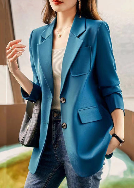 Peacock Blue Patchwork Coat Outwear Peter Pan Collar Spring YJ023 ABC