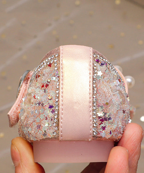 Bow Shoes Strap Zircon Girls Kids Flat Pink For Buckle FashionChic