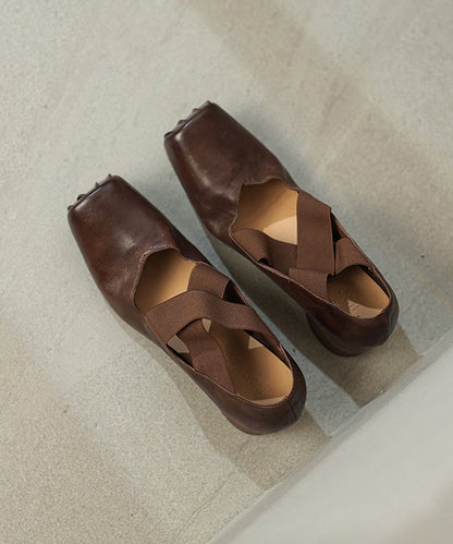 Pink Chunky Heel Horsehide Elegant Splicing Cross Strap YC027 ABC