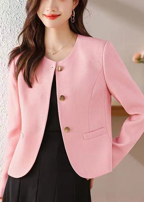 Pink Cotton Short Coats Metal Buttons Spring YJ029 ABC