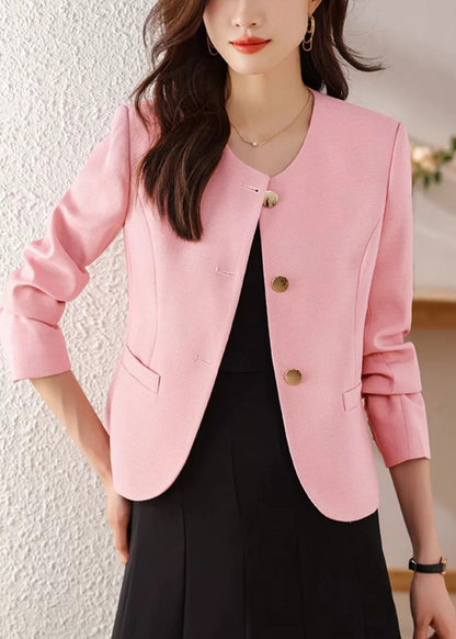 Pink Cotton Short Coats Metal Buttons Spring YJ029 ABC