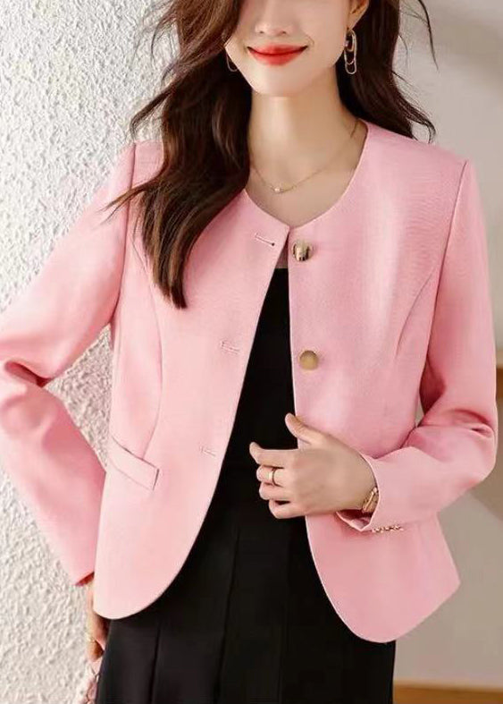 Pink Cotton Short Coats Metal Buttons Spring YJ029 ABC