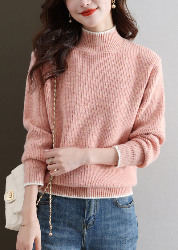 Pink Cozy Thick Knit Fall Sweater Turtleneck QS032 OM-BB241010