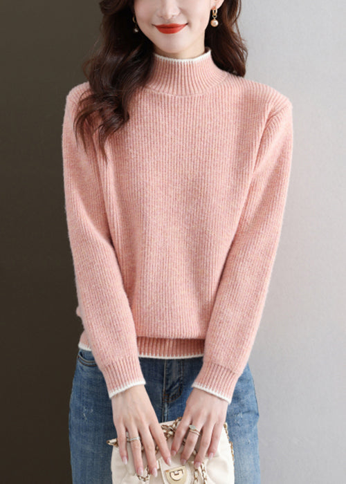 Pink Cozy Thick Knit Fall Sweater Turtleneck QS032 OM-BB241010
