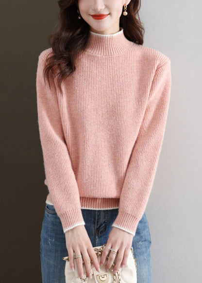 Pink Cozy Thick Knit Fall Sweater Turtleneck QS032 OM-BB241010
