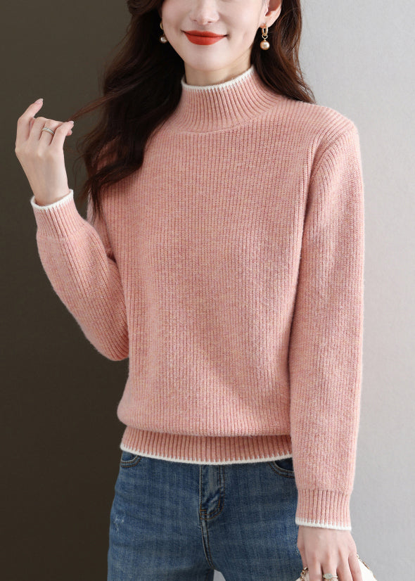 Pink Cozy Thick Knit Fall Sweater Turtleneck QS032 OM-BB241010
