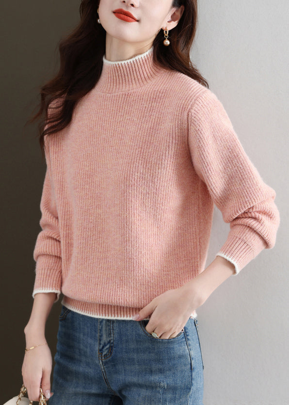 Pink Cozy Thick Knit Fall Sweater Turtleneck QS032 OM-BB241010