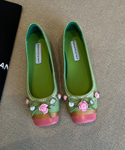 Flat Women Shoes Floral Pink French Embroidered For Splicing FashionChic