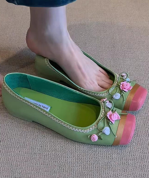 Flat Women Shoes Floral Pink French Embroidered For Splicing FashionChic