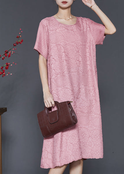 Pink Jacquard Cotton Vacation Dresses Oversized Summer SD1027 Ada Fashion