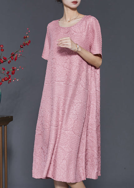 Pink Jacquard Cotton Vacation Dresses Oversized Summer SD1027 Ada Fashion