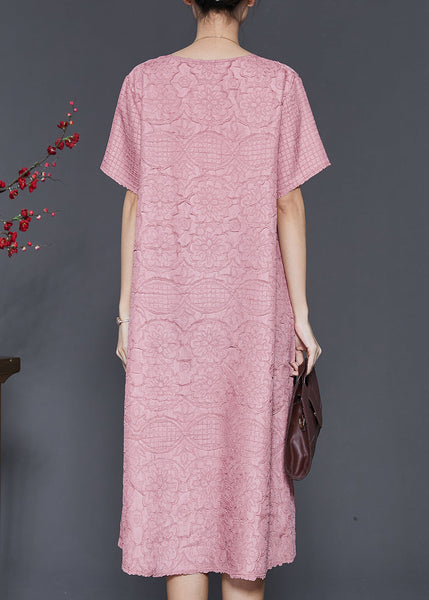 Pink Jacquard Cotton Vacation Dresses Oversized Summer SD1027 Ada Fashion