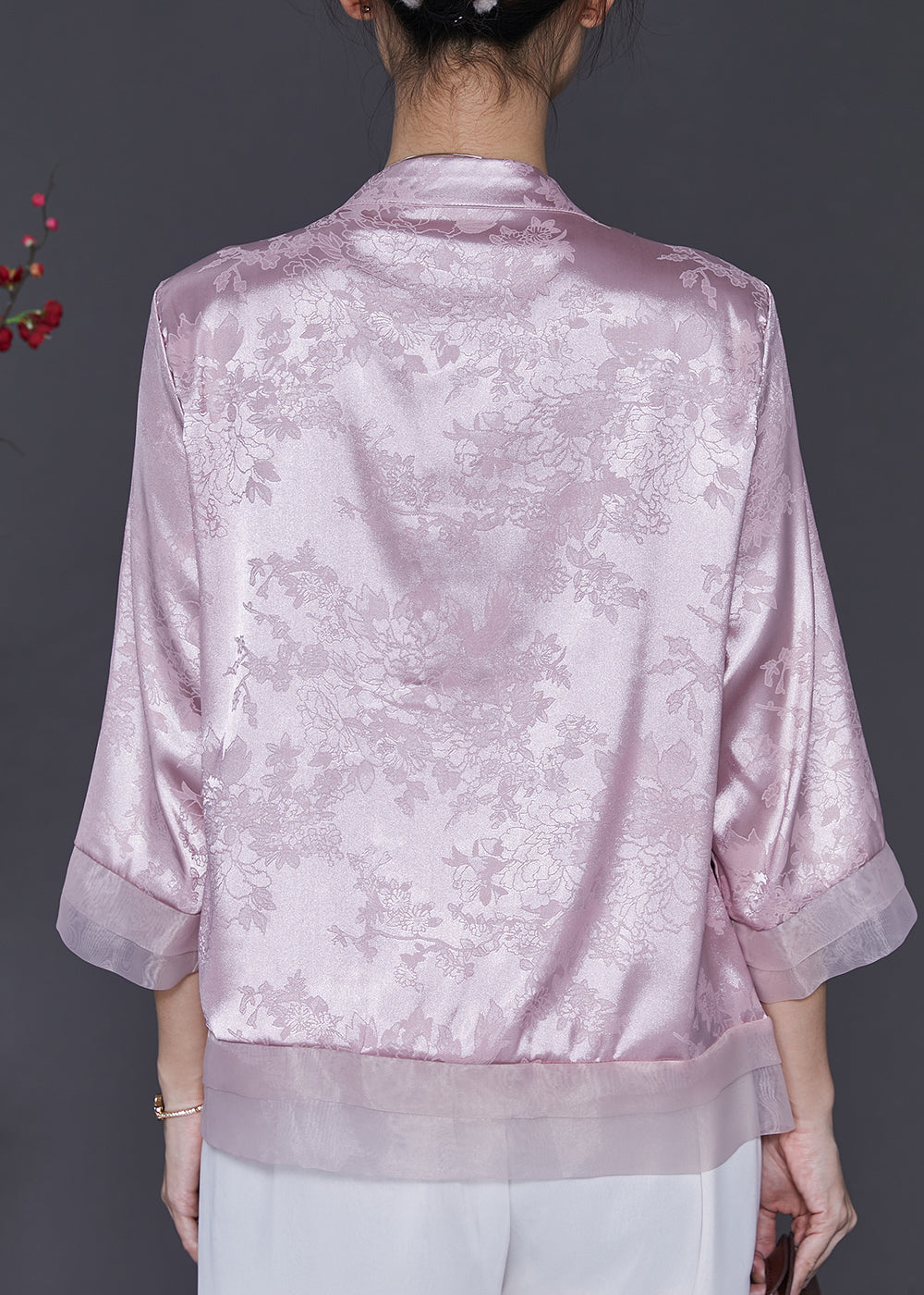 Pink Jacquard Silk Chinese Style Shirt Top Embroidered Spring SD1078 Ada Fashion