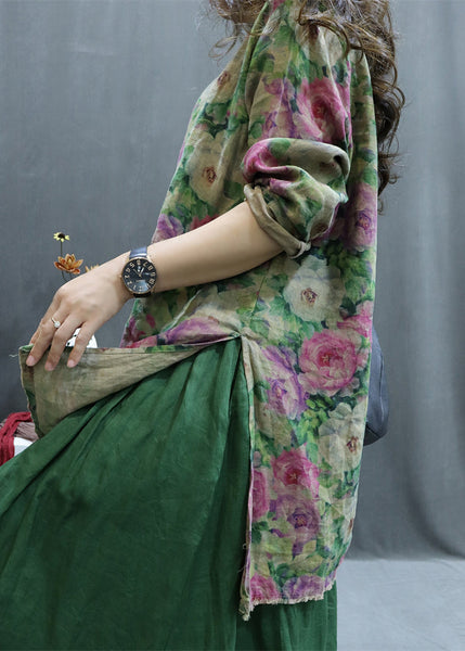 Pink Low High Design Linen Shirt O-Neck Long Sleeve GG039 MZF-LTP240610