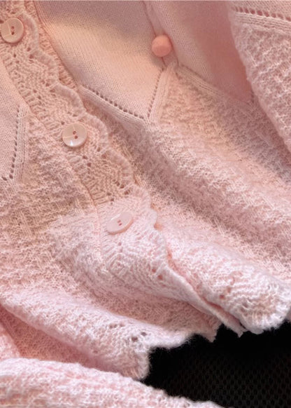 Pink Patchwork Knit Cardigan Oversized Spring YO024 ABC