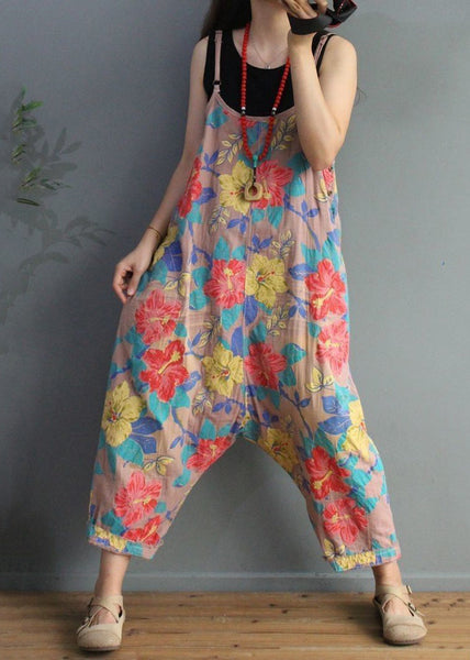 Pink Pockets Cotton Jumpsuit High Waist Summer MN045 MMDM-JPTS240704