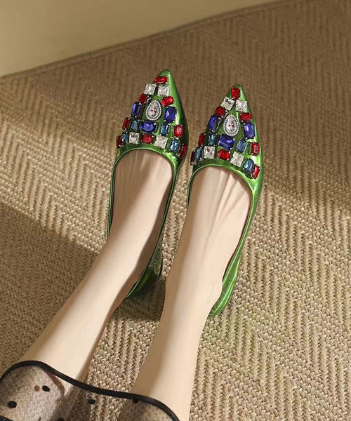 Pink Soft Comfy Fashion Pointed Toe Crystal Flat Feet Shoes CZ1036 Ada Fashion