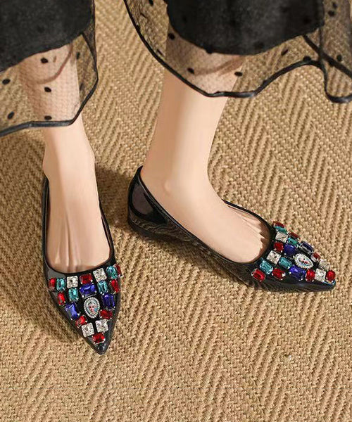 Pink Soft Comfy Fashion Pointed Toe Crystal Flat Feet Shoes CZ1036 Ada Fashion