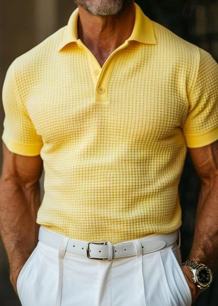 Collar Peter Summer Plaid Solid White Pan Men Cotton Polo Shirts FashionChic