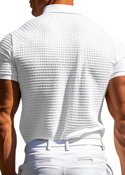 Collar Peter Summer Plaid Solid White Pan Men Cotton Polo Shirts FashionChic