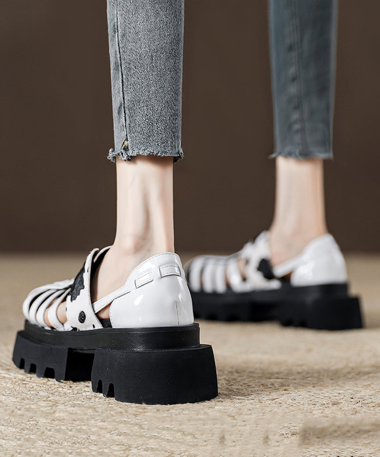 Leopard Black Roman Design 2025 New Hollow Sandals Platform Out FashionChic