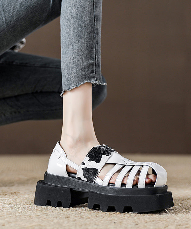 Leopard Black Roman Design 2025 New Hollow Sandals Platform Out FashionChic
