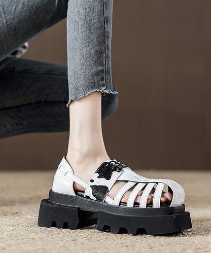 Leopard Black Roman Design 2025 New Hollow Sandals Platform Out FashionChic