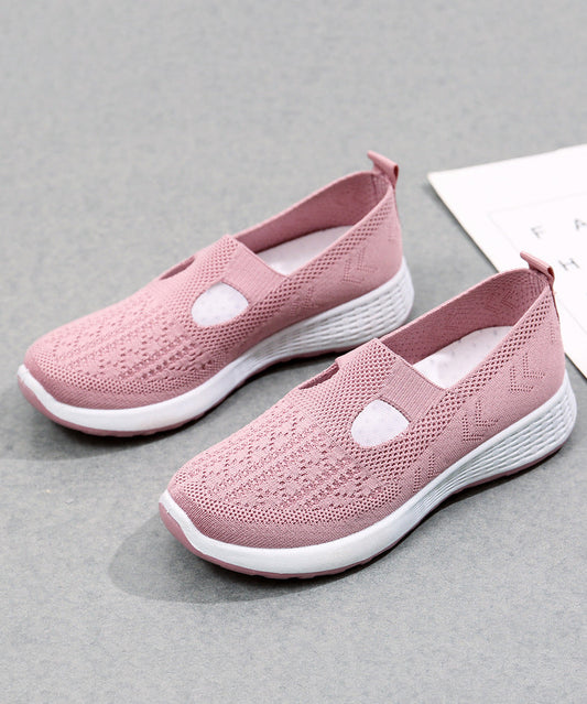 Platform Flat Shoes For Women Casual Pink Breathable Mesh UU010 OM-XZ240821