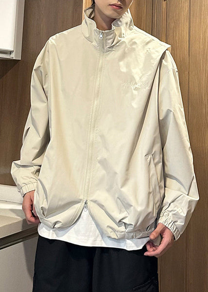 Men Coat Zippered Size Army Cotton Spring Collar Green Stand Plus FashionChic