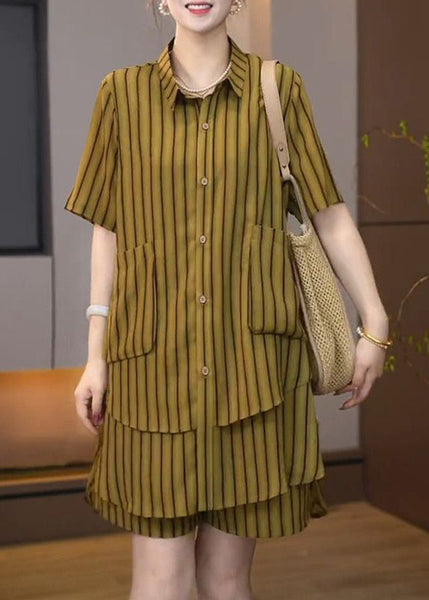 Plus Sets Size Summer Women Pieces Striped Asymmetrical 2 FashionChic