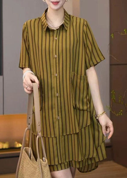 Plus Sets Size Summer Women Pieces Striped Asymmetrical 2 FashionChic