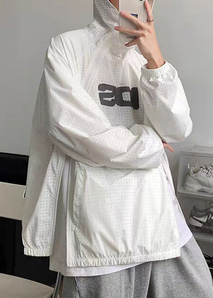 Zippered Men Coat Hooded Thin Summer Mesh Plus Black Size FashionChic