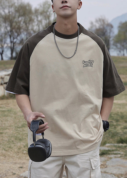 Plus Size Black O Neck Patchwork Cotton Mens Casual T Shirts Summer WA002 MENT241110