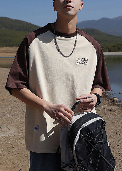 Plus Size Black O Neck Patchwork Cotton Mens Casual T Shirts Summer WA002 MENT241110