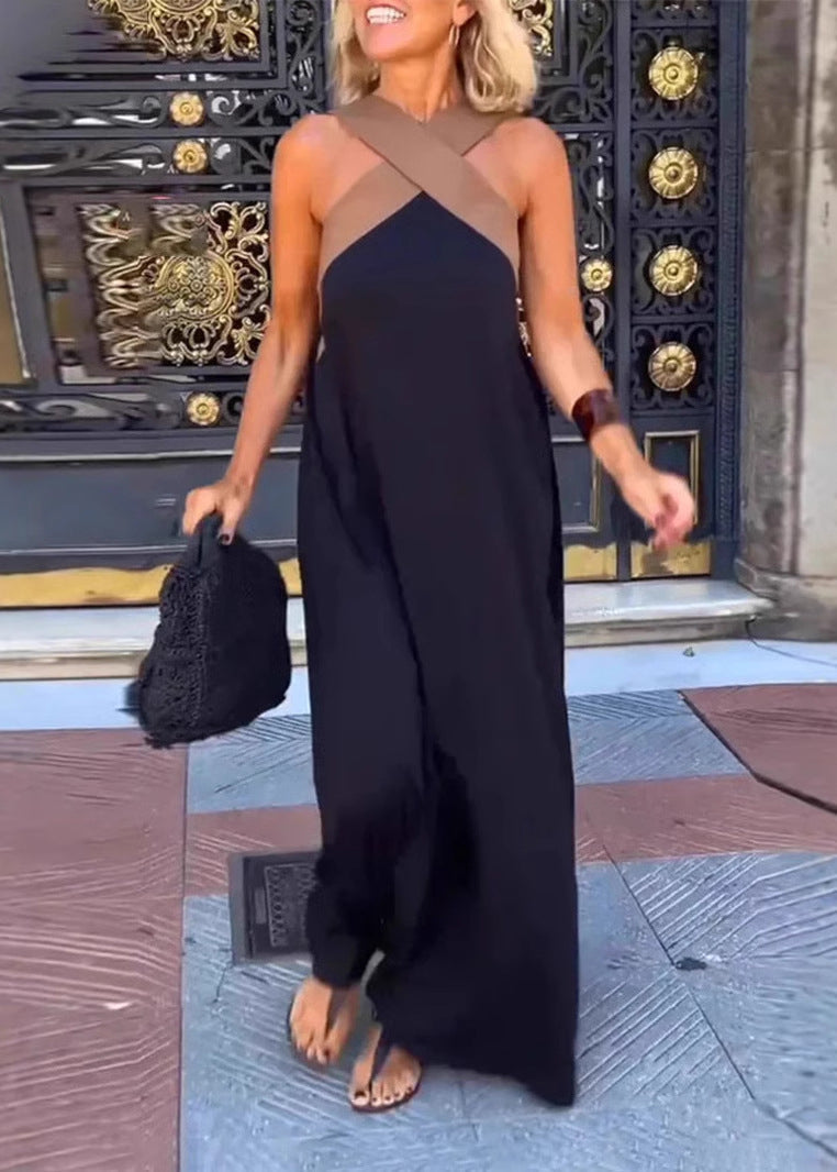 Size Crossing Black Holiday Summer Dresses Patchwork Plus FashionChic