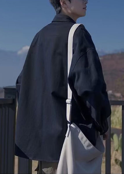 Thin Pockets Coats Cotton Plus Size Collar Pan Black Peter Mens FashionChic