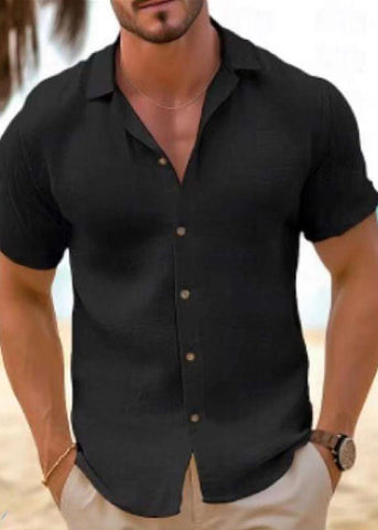 Cotton Peter Shirt Size Pan Solid Plus Men Black Collar Summer FashionChic