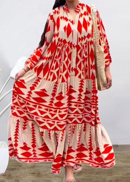 Plus Size Black Stand Collar Print Long Shirts Dresses Spring VB1050 Ada Fashion