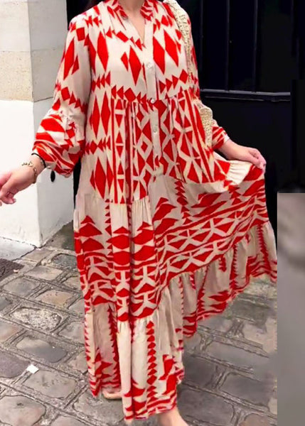 Plus Size Black Stand Collar Print Long Shirts Dresses Spring VB1050 Ada Fashion