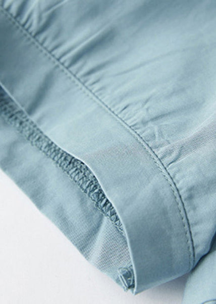 Plus Size Blue O Neck Hollow Out Embroidered Cotton T Shirt Summer AM1059 Genistyle Shop