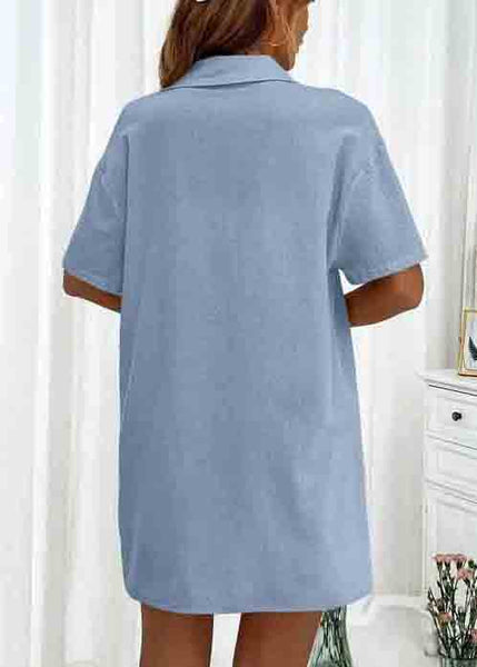 Pieces Blue Summer Cotton Two Pajamas Oversized Set Plus Size FashionChic