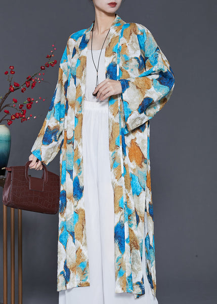 Plus Size Blue Oversized Tie Dye Cotton Cardigans Spring SD1042 Ada Fashion