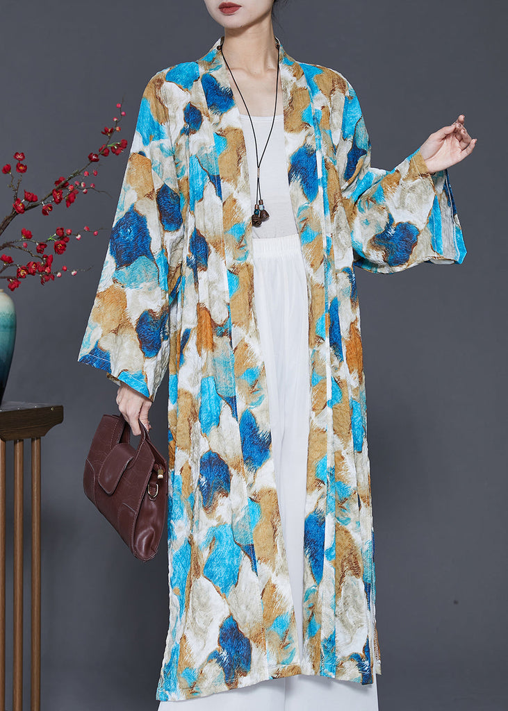 Plus Size Blue Oversized Tie Dye Cotton Cardigans Spring SD1042 Ada Fashion