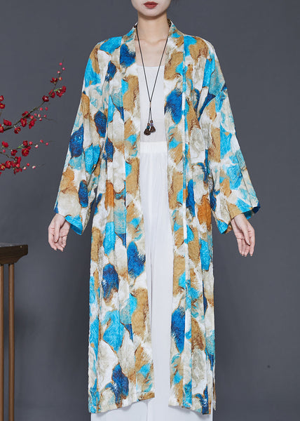 Plus Size Blue Oversized Tie Dye Cotton Cardigans Spring SD1042 Ada Fashion